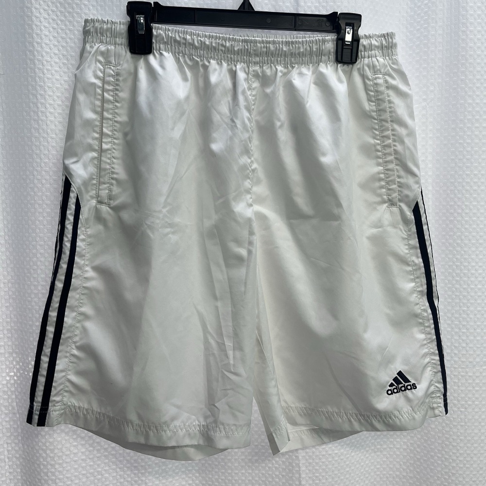 Adidas Vtg Y2K Men's White 3 Stripe Baggy Basketball Shorts Large Activewear